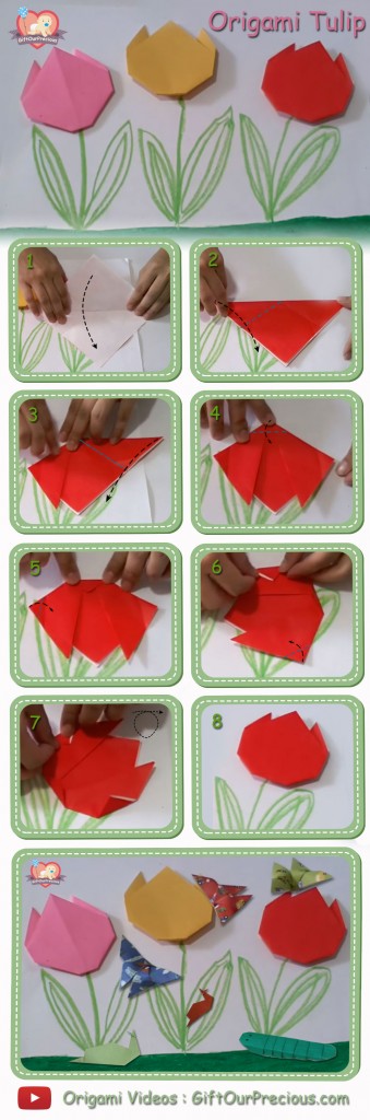 How to make Origami Flower Tulip Tutorial Instructions