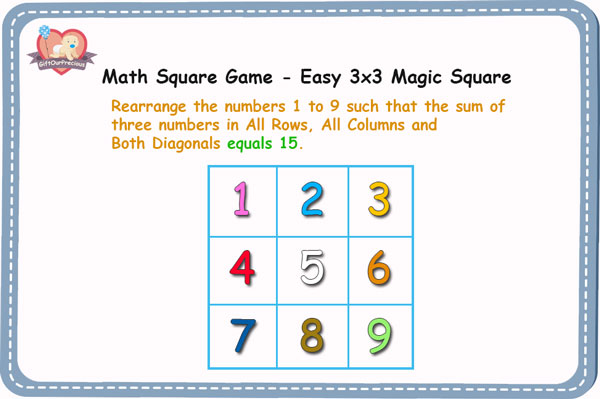 Math Square Game - Easy 3x3 Square