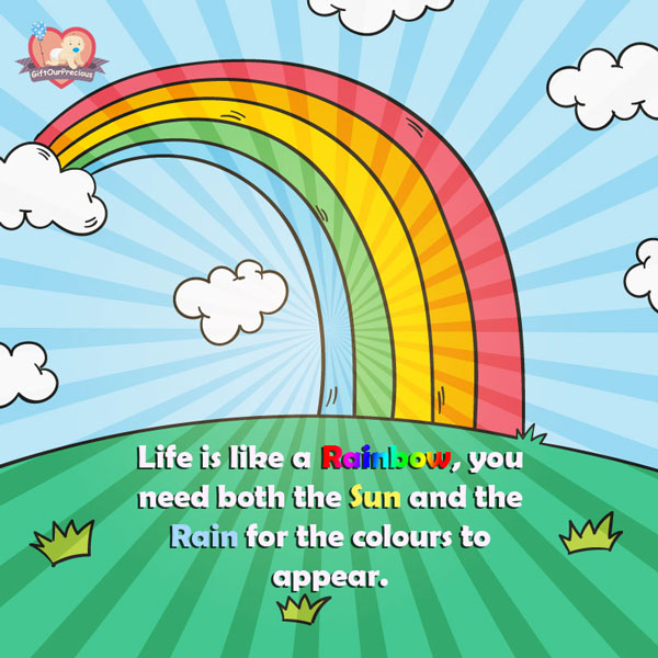 Life is like a Rainbow, you need both the Sun and the Rain for the colours to appear.