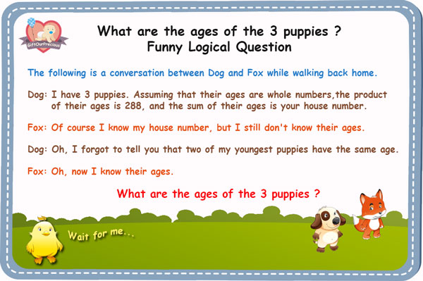 What are the ages of the 3 puppies - Funny Logical Questions