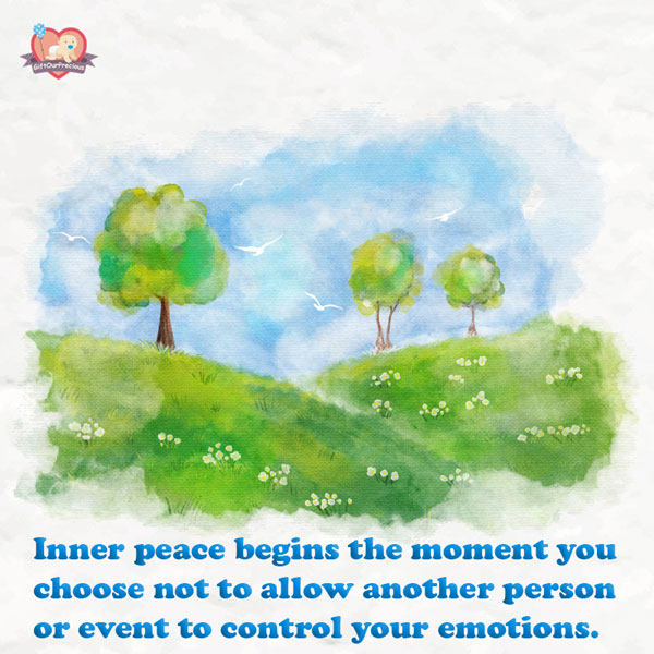 Inner peace begins the moment you choose not to allow another person or event to control your emotions.