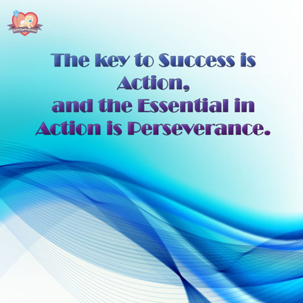 The key to Success is Action, and the Essential in Action is Perseverance.