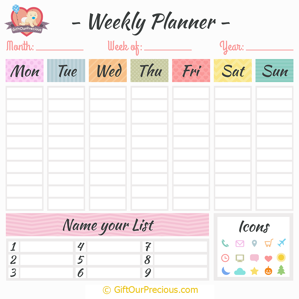 printable weekly planner gift our precious