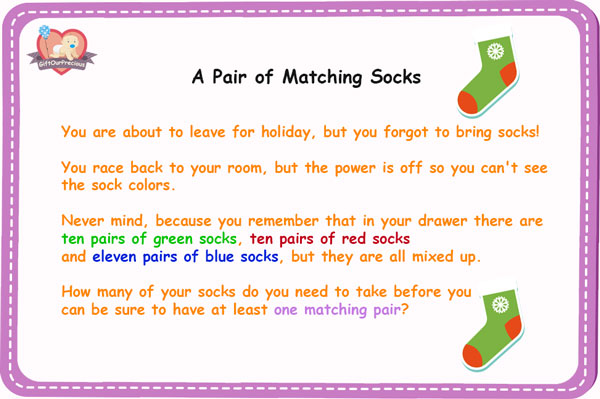 A Pair of Matching Socks - Fun Logic Puzzlesn-Logic-Puzzles