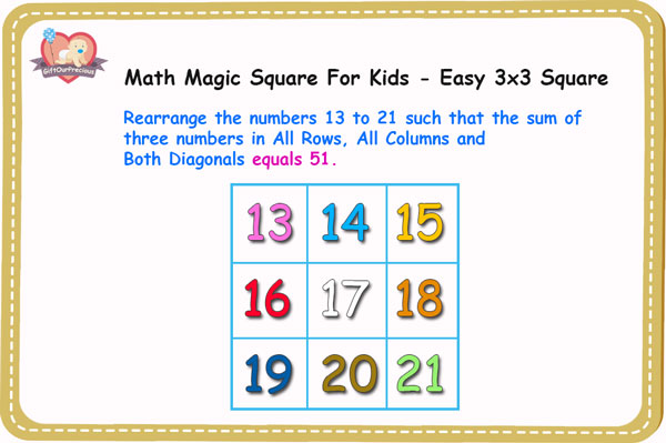 Math Magic Square For Kids - Easy 3x3 Square