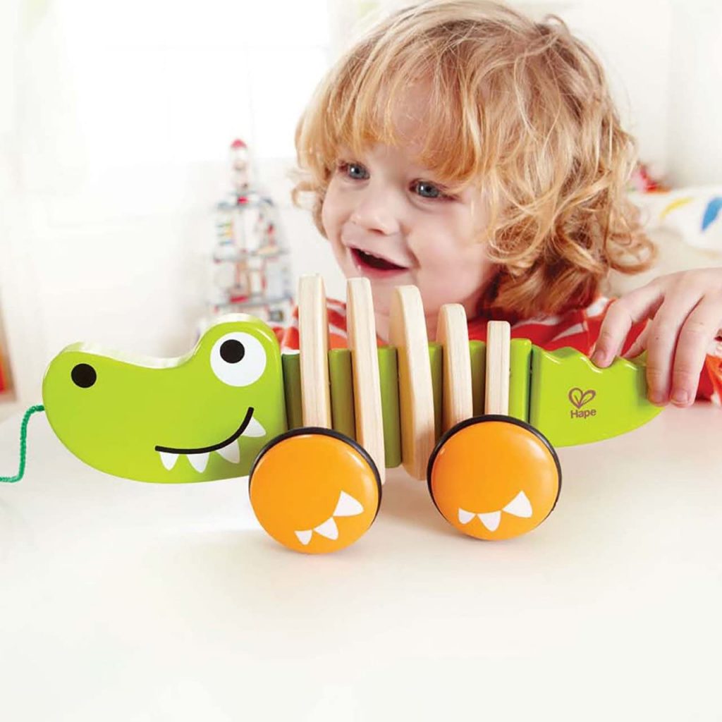 Hape Walk-A-Long Croc Toddler Wooden Pull Along Toy